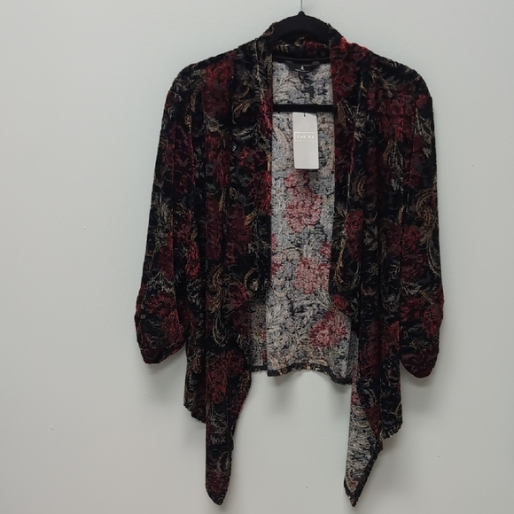 XXL Jules & Leopold Black and Red Cardigan with Floral Pattern. NWT - Picture 1 of 6